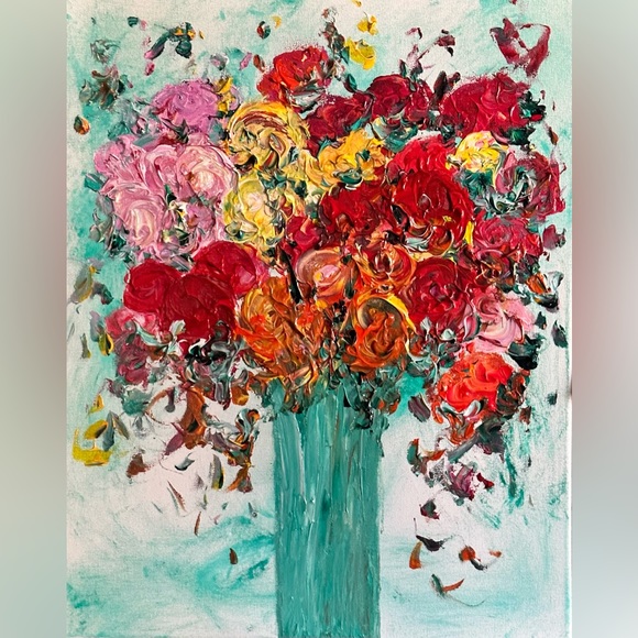 Other - SOLD SIGNED ORIGINAL ACRYLIC FLORAL TEXTURIZED PAINTING